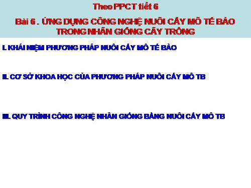 Bài 6. Ứng dụng công nghệ nuôi cấy mô tế bào trong nhân giống cây trồng nông, lâm nghiệp