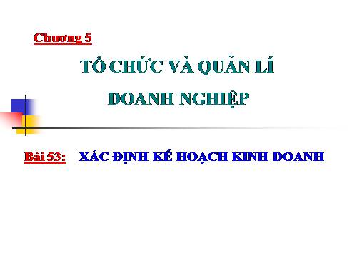 Bài 53. Xác định kế hoạch kinh doanh