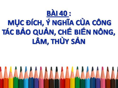 Bài 40. Mục đích, ý nghĩa của công tác bảo quản, chế biến nông, lâm, thủy sản