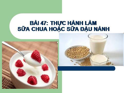 Bài 47. Thực hành: Làm sữa chua hoặc sữa đậu nành (đậu tương) bằng phương pháp đơn giản