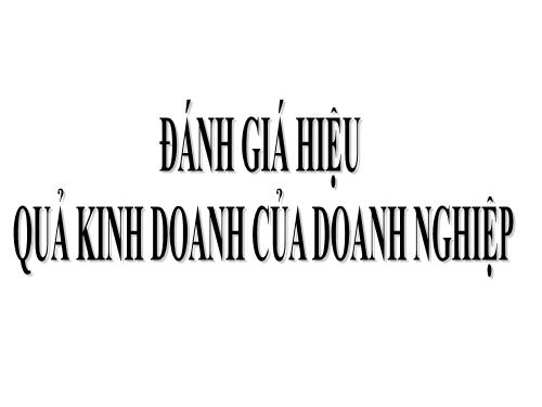 Đánh giá hiệu quả kinh doanh