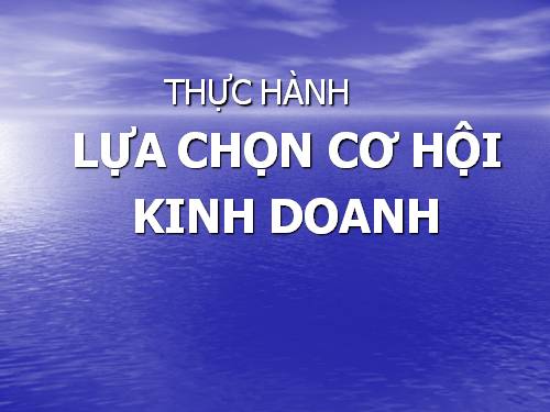 Bài 52. Thực hành: Lựa chọn cơ hội kinh doanh