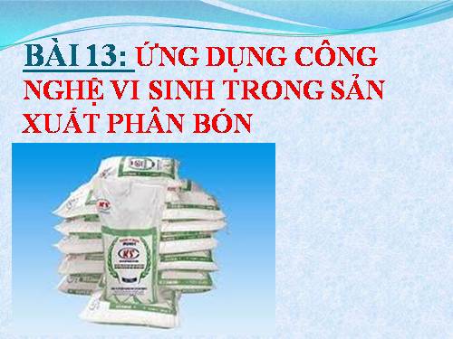 Bài 13. Ứng dụng công nghệ vi sinh trong sản xuất phân bón