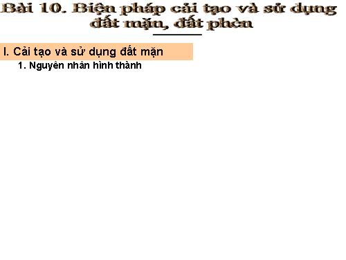 Bài 10. Biện pháp cải tạo và sử dụng đất mặn, đất phèn