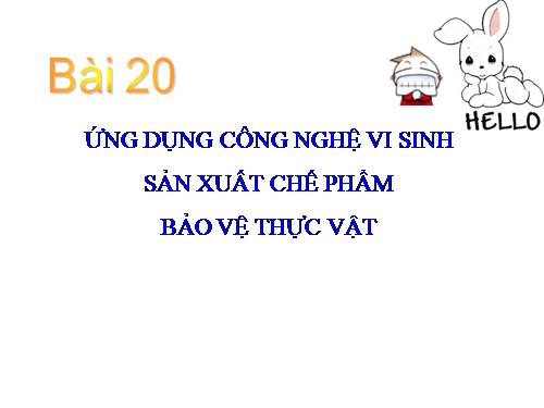 Bài 20. Ứng dụng công nghệ vi sinh sản xuất chế phẩm bảo vệ thực vật