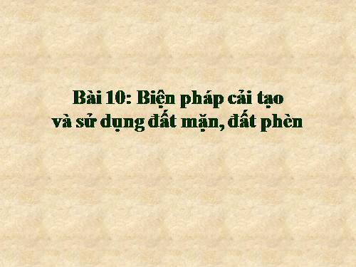 Bài 10. Biện pháp cải tạo và sử dụng đất mặn, đất phèn