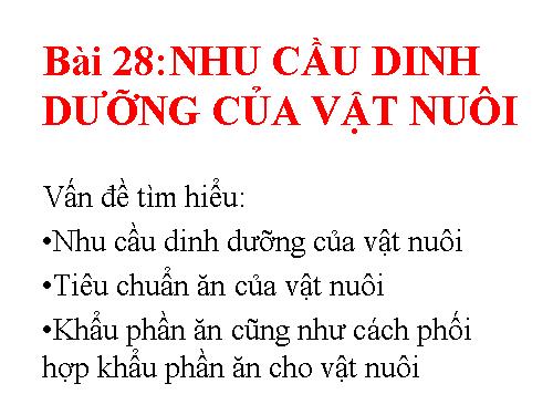 Bài 28. Nhu cầu dinh dưỡng của vật nuôi