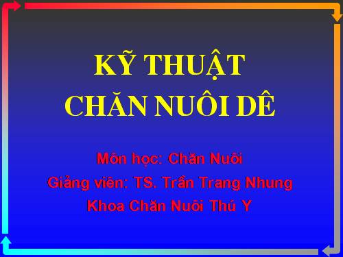 Kĩ thuật chăn nuôi dê