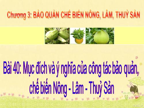 Bài 40. Mục đích, ý nghĩa của công tác bảo quản, chế biến nông, lâm, thủy sản