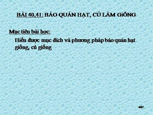 Bài 41. Bảo quản hạt, củ làm giống