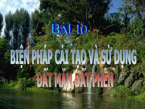 Bài 10. Biện pháp cải tạo và sử dụng đất mặn, đất phèn