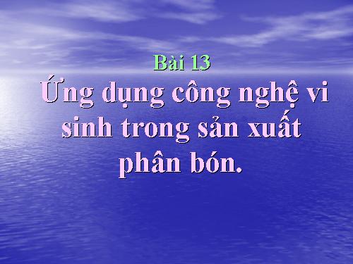 Bài 13. Ứng dụng công nghệ vi sinh trong sản xuất phân bón