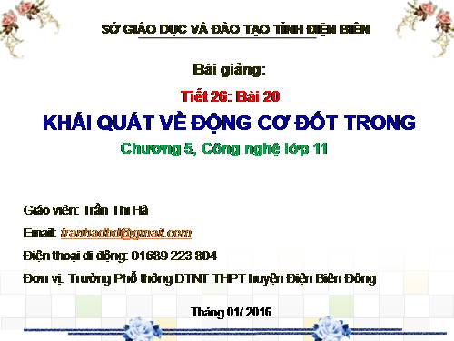 Bải 20. Khái quát về động cơ đốt trong