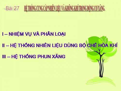 Bài 27. Hệ thống cung cấp nhiên liệu và không khí trong động cơ xăng