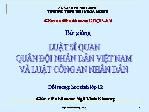 Bài 5. Luật sĩ quan quân đội nhân dân Việt Nam và luật công an nhân dân