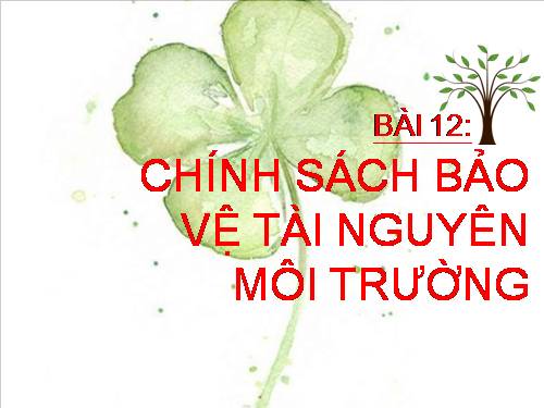 Bài 12. Chính sách tài nguyên và bảo vệ môi trường