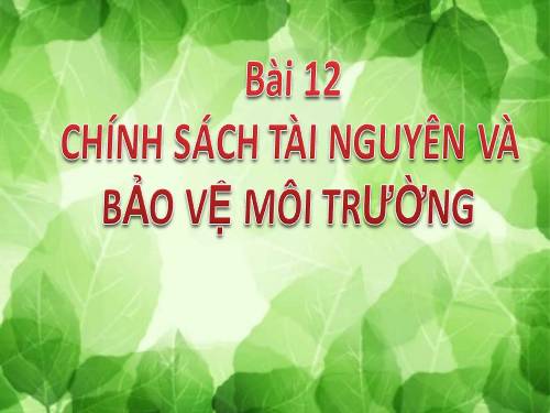 Bài 12. Chính sách tài nguyên và bảo vệ môi trường