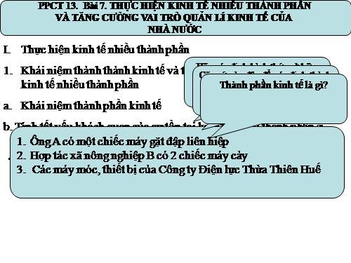 Bài 7. Thực hiện nền kinh tế nhiều thành phần và tăng cường vai trò quản lí kinh tế của Nhà nước