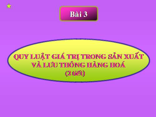 Bài 3. Quy luật giá trị trong sản xuất và lưu thông hàng hoá