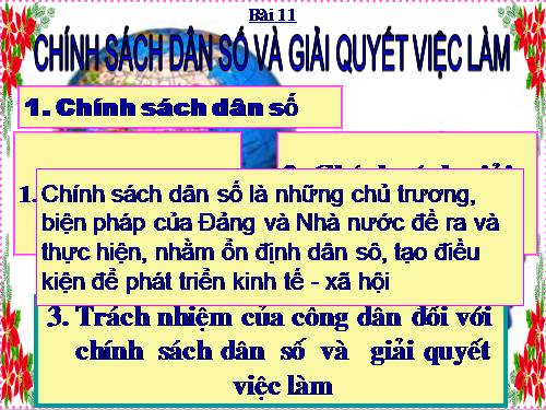 Bài 11. Chính sách dân số và giải quyết việc làm