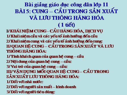 Bài 5. Cung - cầu trong sản xuất và lưu thông hàng hoá