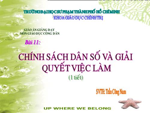 Bài 11. Chính sách dân số và giải quyết việc làm