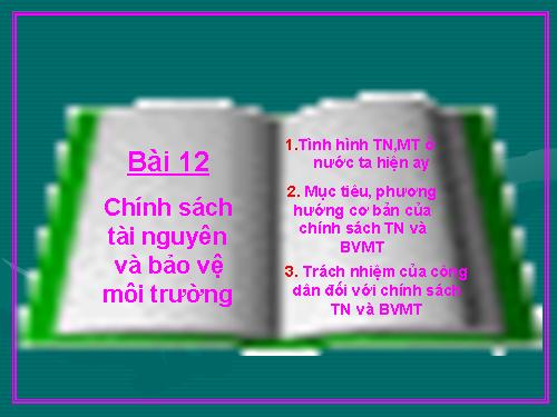 Bài 12. Chính sách tài nguyên và bảo vệ môi trường