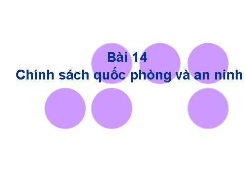 Bài 14. Chính sách quốc phòng và an ninh