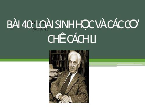 Bài 40. Loài sinh học và các cơ chế cách li