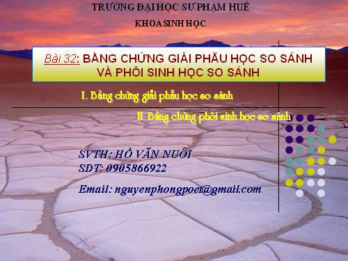 Bài 32. Bằng chứng giải phẫu học so sánh và phôi sinh học so sánh