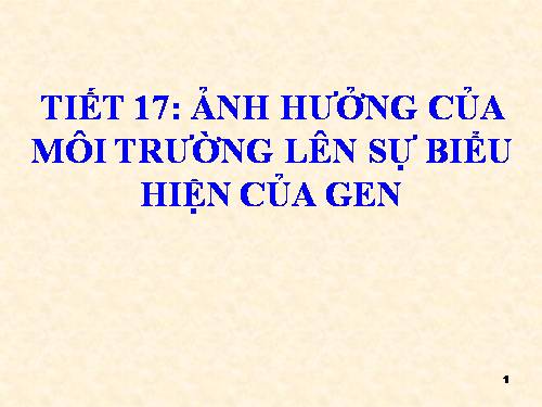 Bài 17. Ảnh hưởng của môi trường đến sự biểu hiện của gen