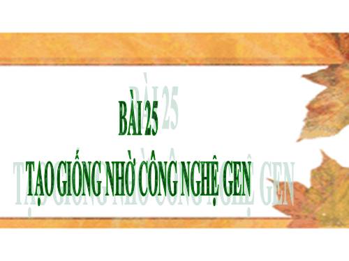 Bài 25. Tạo giống bằng công nghệ gen