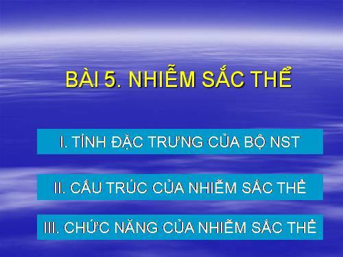 Bài 5. Nhiễm sắc thể