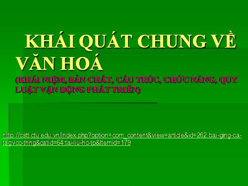 GD CD: Bài giảng về văn hoá- CCLLCT