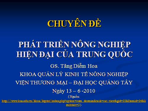 GD HN: PT nông nghiệp hiện đại ở Trung Quốc