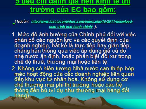 GD CD: Các tiêu chí đánh giá nền kinh tế thị trường