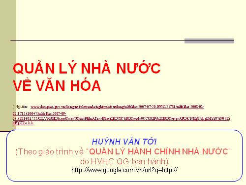 GD HN: ST quản lý NN về văn hóa