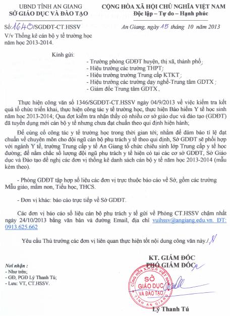 CV  1648 THÔNG KÊ CBYT