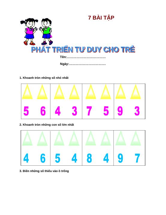 7 bài tập phát triển tư duy cho bé